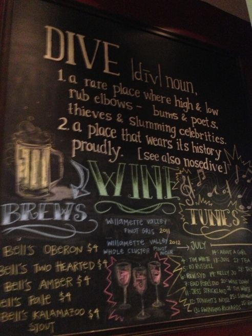 Chalk Board at Nose Dive