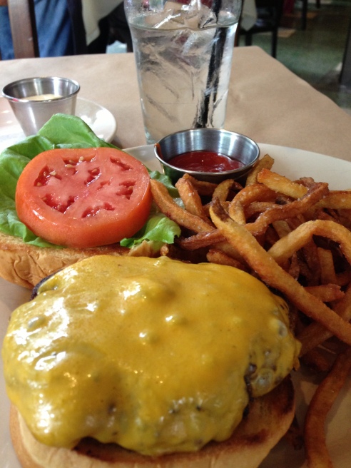 Cheeseburger with delicious skinny fries.