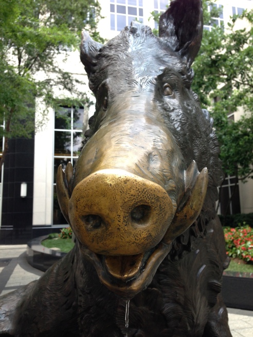 Piggies have so much personality, even when cast in bronze and living on a sidewalk in Greenville, SC.